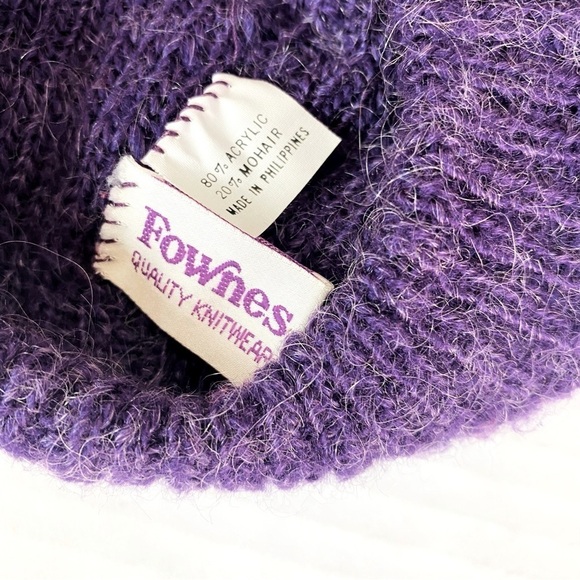 Fownes Purple Mohair Blend Knit Beret OS - Picture 5 of 6